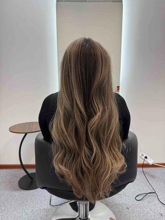 Женские стрижки. Челка шторка. Сложное окрашивание. Биозавивка