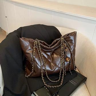 Сумка-шоппер экокожа, коричневая