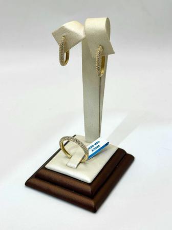 Золотой набор кольцо и серьги