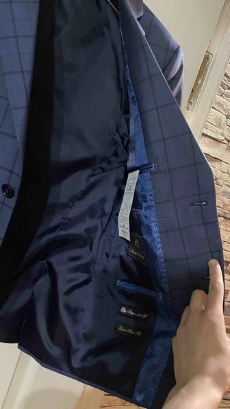 Мужской костюм классический серо-синий