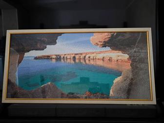 Картина-алмазная мозаика в рамке(Грот с видом на море)