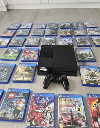 PlayStation 4 (500GB) 100 игр 2 геймпада коробка