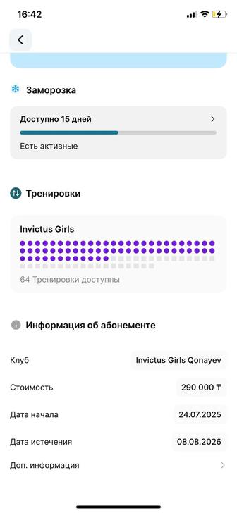 Продам годовой абонемент в Invictus Girls
