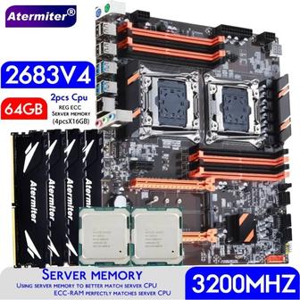 Материнская плата Atermitet Dual X99 с процессорами 2011-3 XEON E5 2690 V4