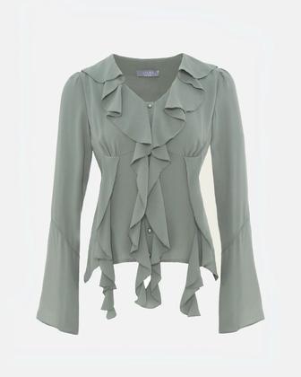 Приталенная блуза с объемными воланами Lichi XXS