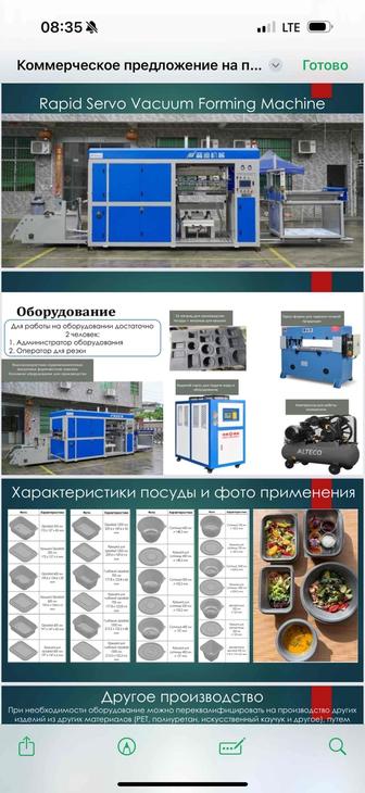 Оборудование выпуск качественной одноразовой посуды