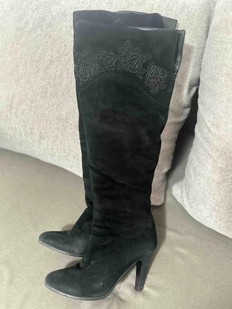 Продам замшевые сапоги ботфорты зимние евро натуральный замш