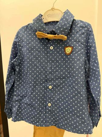 Новый Детский костюм рубашка с брюками и галстук-бантом с этикеткой 1,6 год