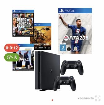 Игровая приставка Sony PlayStation 4 + геймпад + FIFA23 + GTA5 + UFC4 + Mor