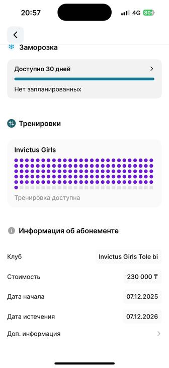 Продам абонемент Invictus girls