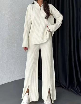 Двойка комплект женская белая брюки кофта