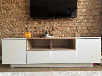 Современная ТВ-тумба 160 см Белый Дуб Скандинавский стиль