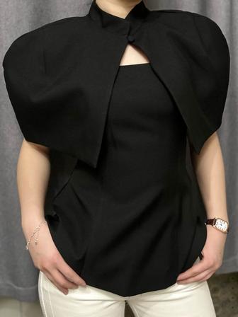 Корсет с кейпом, черный