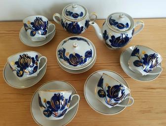 Сервиз Кобальтовые Цветы Советский период СССР