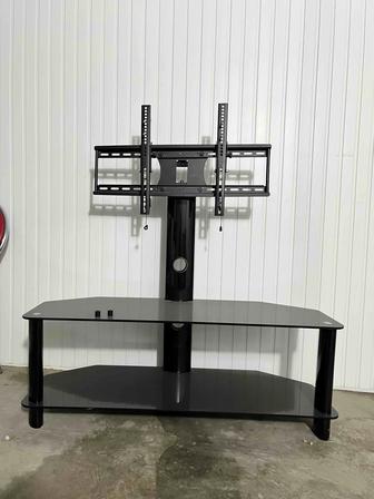 ТВ-тумба со стойкой и кронштейном, стеклянная