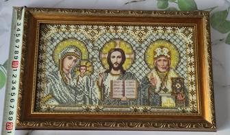 Вышитая бисером икона Триптих