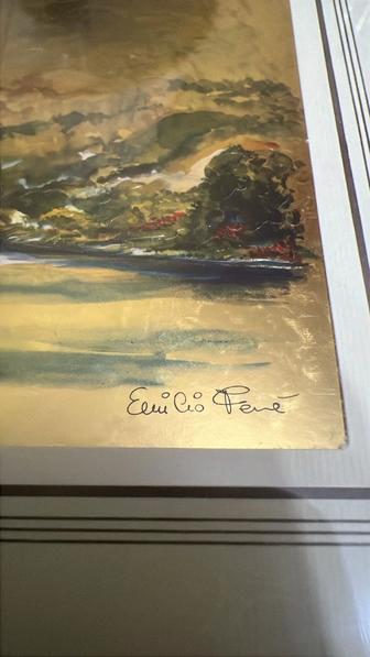 Продам картину 21х 25 художественная литография на золотой фольге