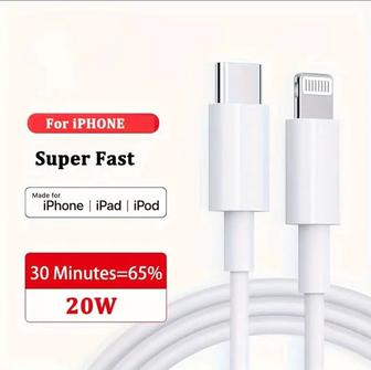 Кабель USB-C на Lightning, длина 1м., для быстрой зарядки