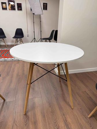 Стол обеденный, белый, круглый 80 см