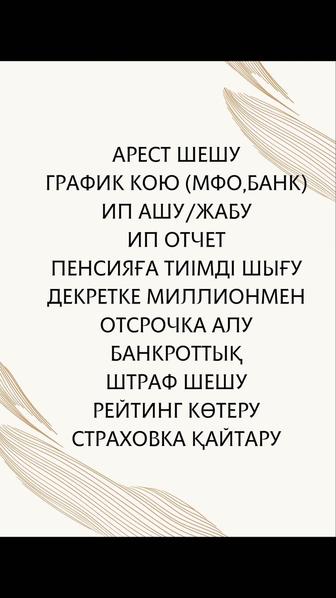 Банкроттыкрейтинг котеру/енпф шешу/отсрочка алу/штрафшешу/декреткемиллион