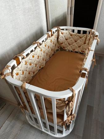 продам детскую кроватку новая с матрасом и бортиком