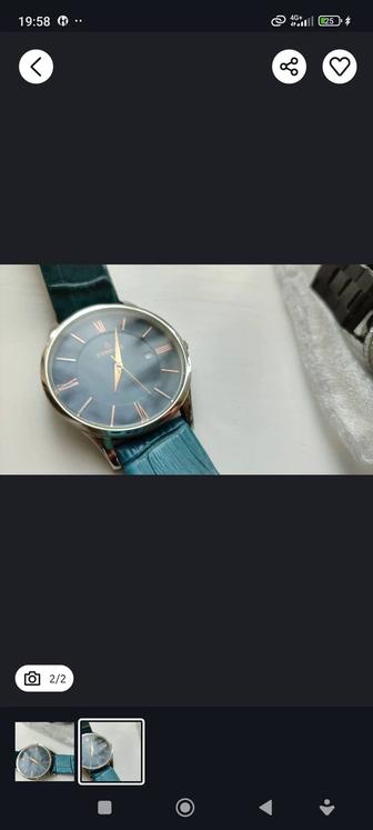 Часы продам синий ремень кожаный в отличном состоянии