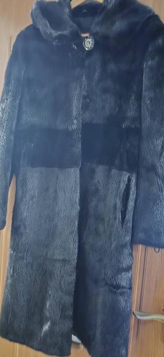 Норковая шуба с капюшоном