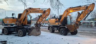 услуги котлован коколесный экскаватор. хундай 140, снос дом, траншея