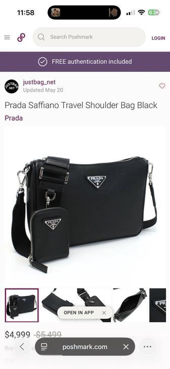 Prada Saffiano Travel Shoulder Bag Black