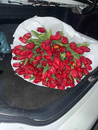 Букет из 101 красного тюльпана