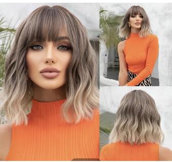 Женский парик, длинное каре, блонд