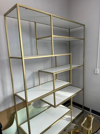Стильный дизайнерский стеллаж в стиле Loft / Золотой стеллаж для дома и биз