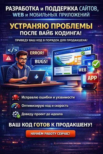 Разработка и поддержка сайтов, web и мобильных приложений.