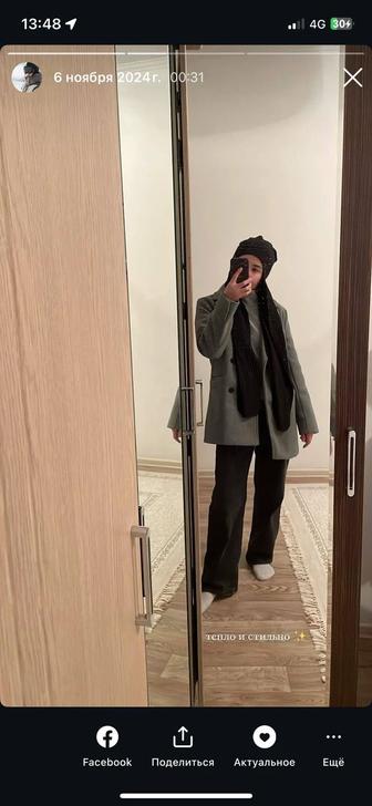 Продам женское пальто серого цвета