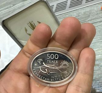 Монета Каспийский тюлень, серебро, 500 тенге
