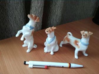 Статуэтки три собачки фарфор, ручная роспись .