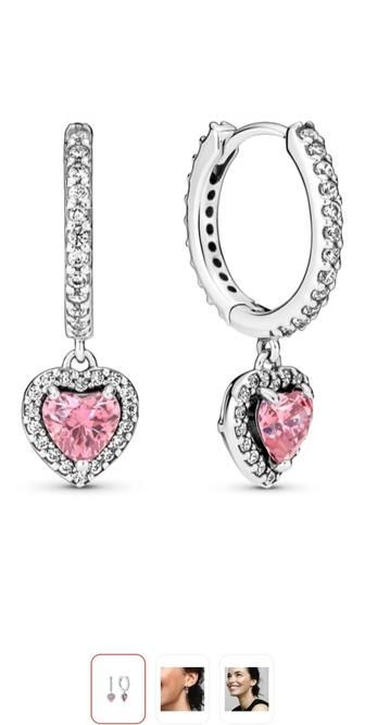 Серьги-конго Pandora Розовое сердце