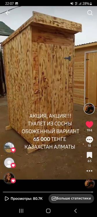 Туалет уличный из сосны обожженный вариант