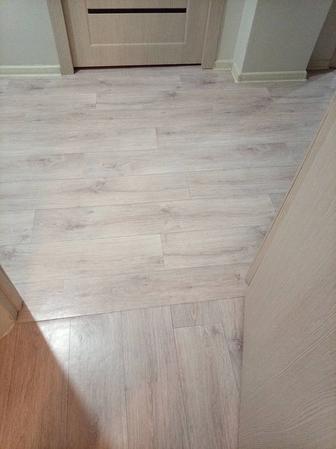 Ленолим, ламинат, плинтус, аткос, есік орнатамыз