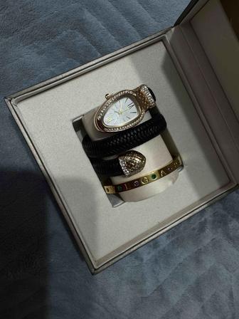 Браслет Булгари с камнями и часы змея