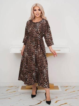Платье ТИГРОВОЕ длинное атласнедорого