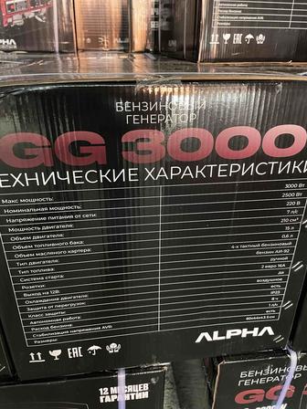 Бензин генератор без стартера на 3 квт по оптовой цене.ALPHA GG3000