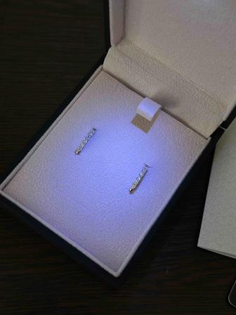 Серьги с муассанитом 0.1 карат в каждом камне, серебро, сертификат GRA