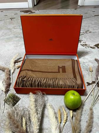 Палантин Herms Paris оригинал (Верблюжья шерсть и кожа)