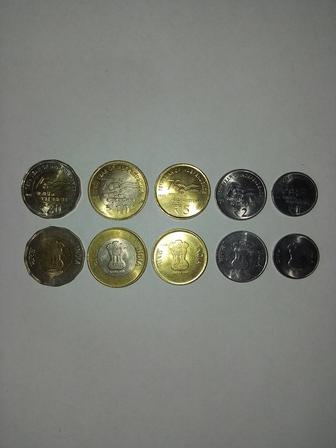 Набор из 5 юбилейных монет республики Индия 2019-2025