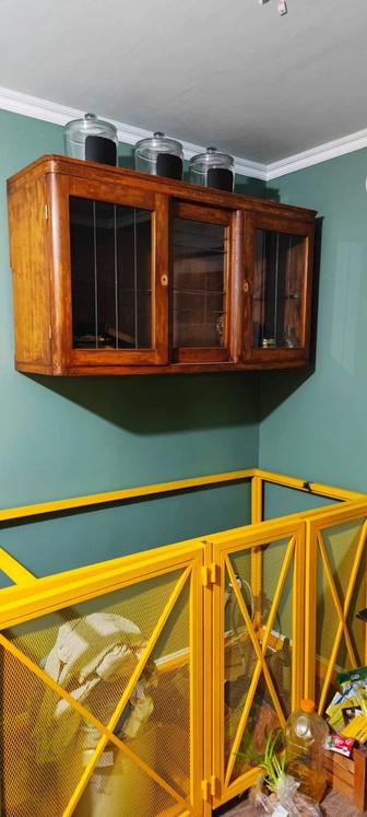 Редкий винтажный настенный шкаф-витрина