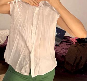 Недорого турецкая стильная базовая белая рубашка в хорошем состоянии без за