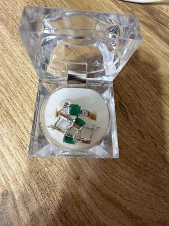 Серебро комплект сережки кольцо