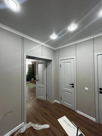 Установка бамбуковых панели,гибкий мрамор,тв зона,бамбук панели ,лувр