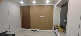 Установка бамбуковых панели,гибкий мрамор,тв зона,бамбук панели ,лувр